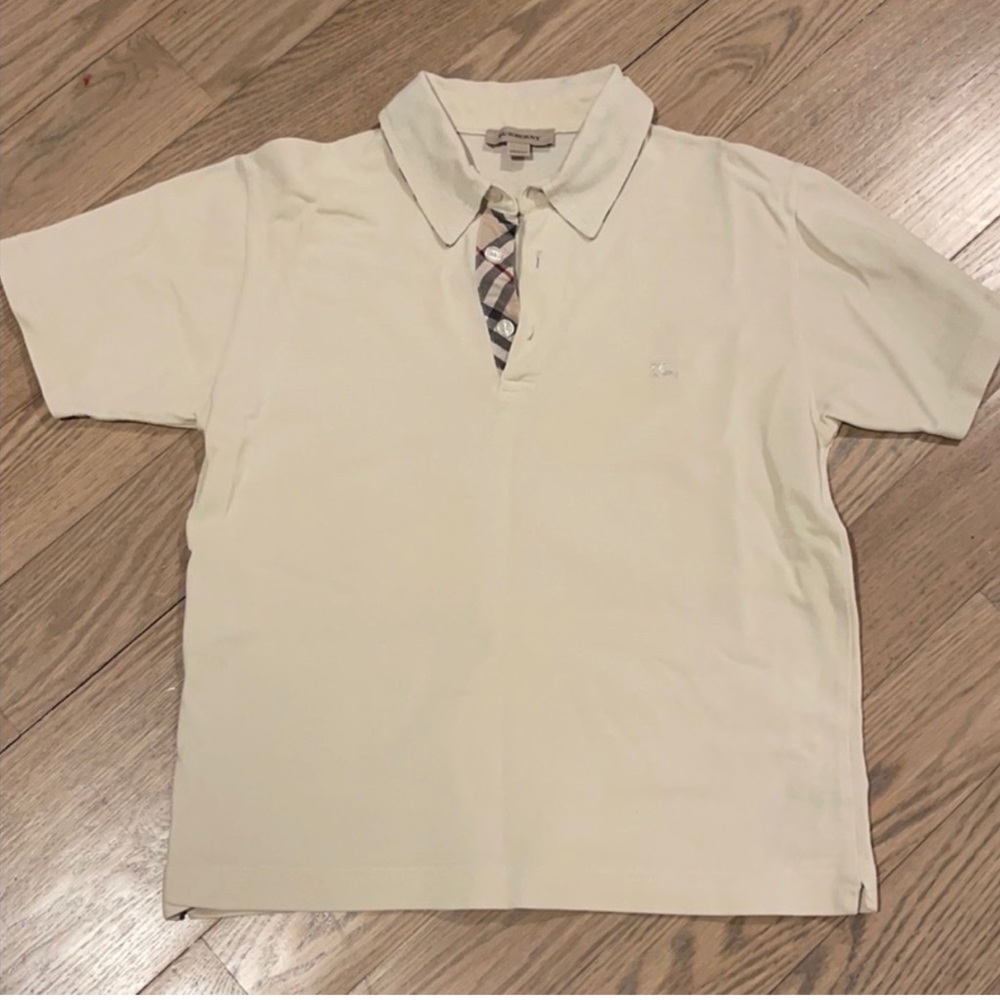 Burberry Cream Polo Shirt with Signature Nova Check Trim